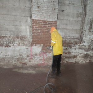 Water Injected Media Blasting for Lead Paint Removal.